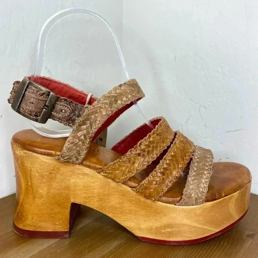 NEW Bed Stu Voicing Braided Leather Platform Sandals Size 7.5